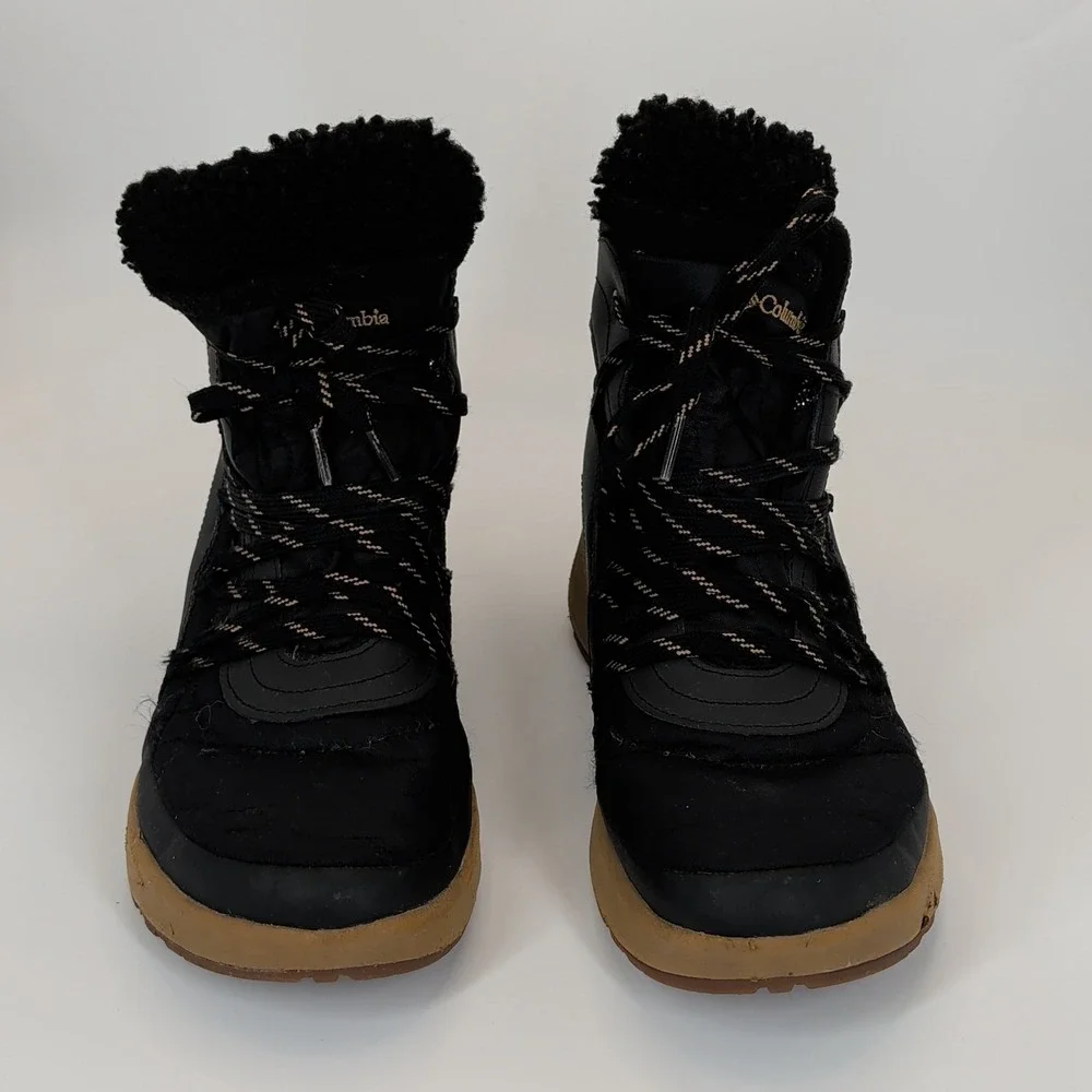 Columbia Waterproof Winter Snow Boots Women's Size 10‎ Black Sherpa Lined